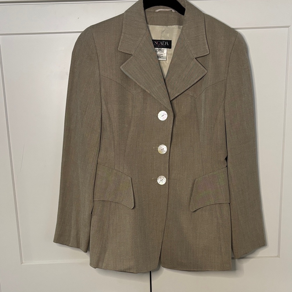Escada Women's Beige Blazer with White Buttons